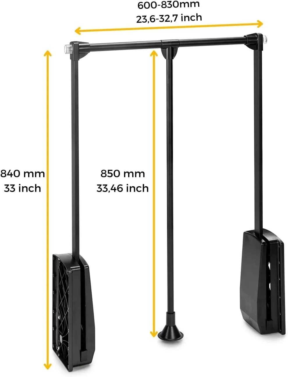 ریل لباس قابل گسترش - ریل بالابر کمد لباس کشویی، عرض قابل تنظیم 60-83 سانتی متر، میله آویز شلوار کشویی فولادی برای کمد، صرفه جویی در فضا، مشکی ریل لباس قابل گسترش - ریل بالابر کمد لباس کشویی، عرض قابل تنظیم 60-83 سانتی متر، میله آویز شلوار کشویی فولادی برای کمد، صرفه جویی در فضا، مشکی