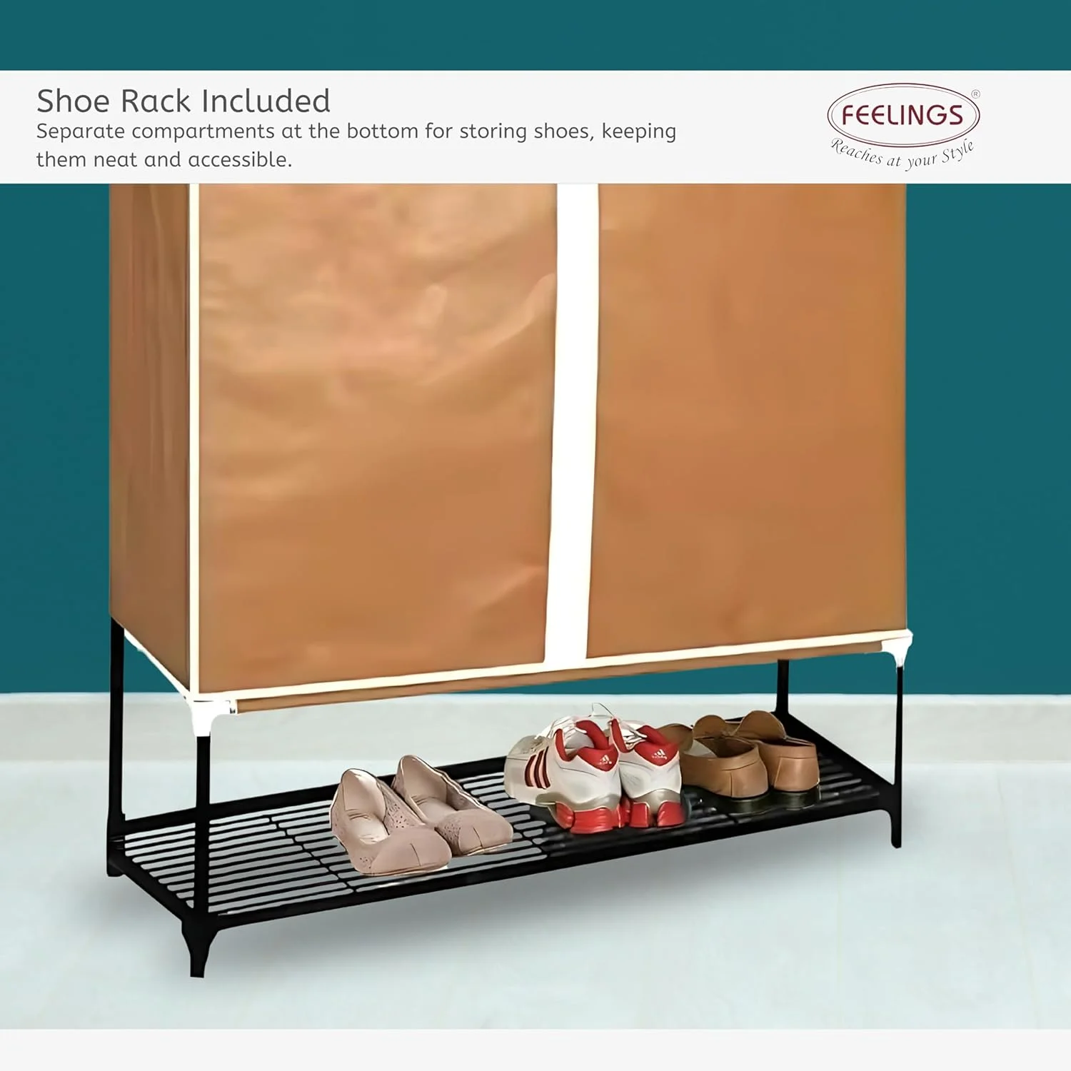 کمد لباس با قفسه کفش | کابینت نگهداری لباس با قابلیت صرفه جویی در فضا | سازمان دهنده سبک وزن برای اتاق خواب، خوابگاه و رختکن (قهوه ای) کمد لباس با قفسه کفش | کابینت نگهداری لباس با قابلیت صرفه جویی در فضا | سازمان دهنده سبک وزن برای اتاق خواب، خوابگاه و رختکن (قهوه ای)