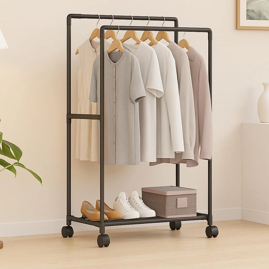 ارگانایزر لباس و کفش قابل حمل FITTO با چرخ - قفسه ذخیره سازی چند منظوره متحرک برای کفش و لباس، با چرخ های غلتکی برای حرکت آسان، ایده آل برای اتاق خواب، خوابگاه و ورودی ها ارگانایزر لباس و کفش قابل حمل FITTO با چرخ - قفسه ذخیره سازی چند منظوره متحرک برای کفش و لباس، با چرخ های غلتکی برای حرکت آسان، ایده آل برای اتاق خواب، خوابگاه و ورودی ها