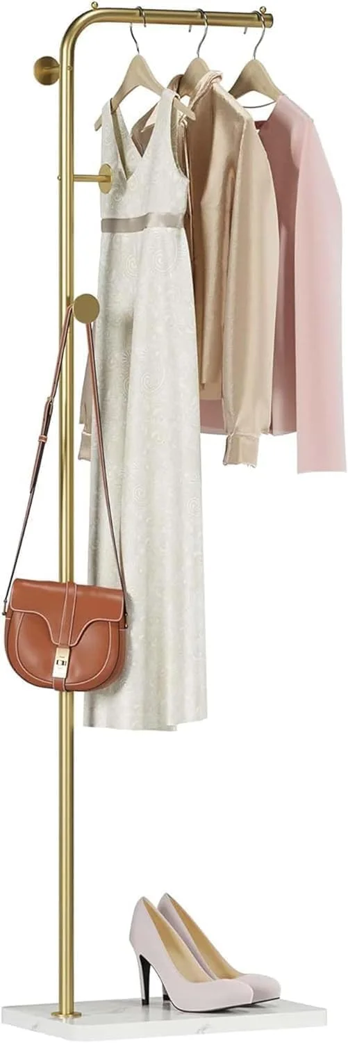 چوب لباسی ایستاده فوروبار با 3 آویز، چوب لباسی با ارتفاع قابل تنظیم، مناسب برای کت، کلاه، لباس، ورودی اتاق خواب، دفتر یا اتاق غذاخوری