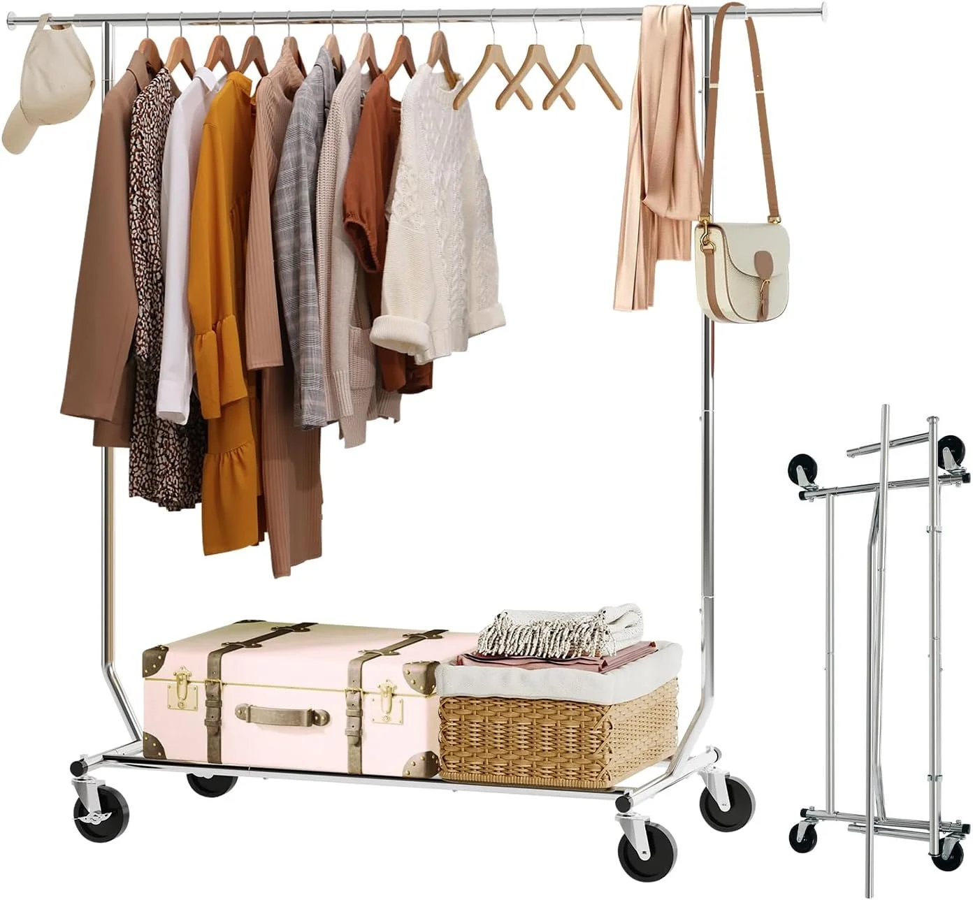 رگال لباس فورثکان، رگال لباس سنگین، رگال خشک کن لباس تک میله ای قابل گسترش، رگال لباس تاشو، رگال صنعتی قابل تنظیم چرخ دار با چرخ های قفل شونده