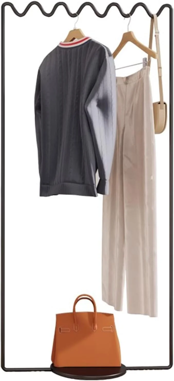 رگال لباس سنگین، رگال لباس فلزی مدرن نوردیک برای آویزان کردن لباس، ریل لباس با شکل موجی منحصر به فرد، رگال لباس ایستاده برای اتاق خواب و بوتیک ها، صرفه جویی در فضا (مشکی 80X40 رگال لباس سنگین، رگال لباس فلزی مدرن نوردیک برای آویزان کردن لباس، ریل لباس با شکل موجی منحصر به فرد، رگال لباس ایستاده برای اتاق خواب و بوتیک ها، صرفه جویی در فضا (مشکی 80X40