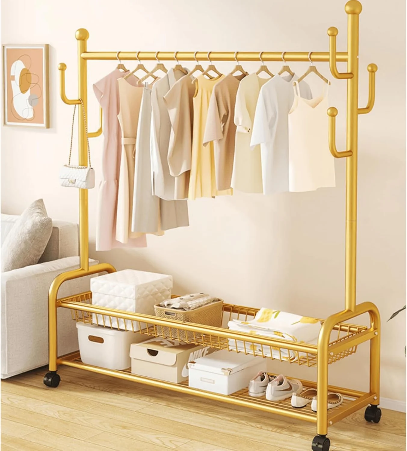 رگال لباس دو طبقه ایستاده GangQiang | رگال لباس چند منظوره و سنگین | رگال فلزی لباس | با قفسه ذخیره سازی پایین | سازمان دهنده رگال آویز برای اتاق خواب | طلایی 100 * 35 * 165 سانتی متر رگال لباس دو طبقه ایستاده GangQiang | رگال لباس چند منظوره و سنگین | رگال فلزی لباس | با قفسه ذخیره سازی پایین | سازمان دهنده رگال آویز برای اتاق خواب | طلایی 100 * 35 * 165 سانتی متر