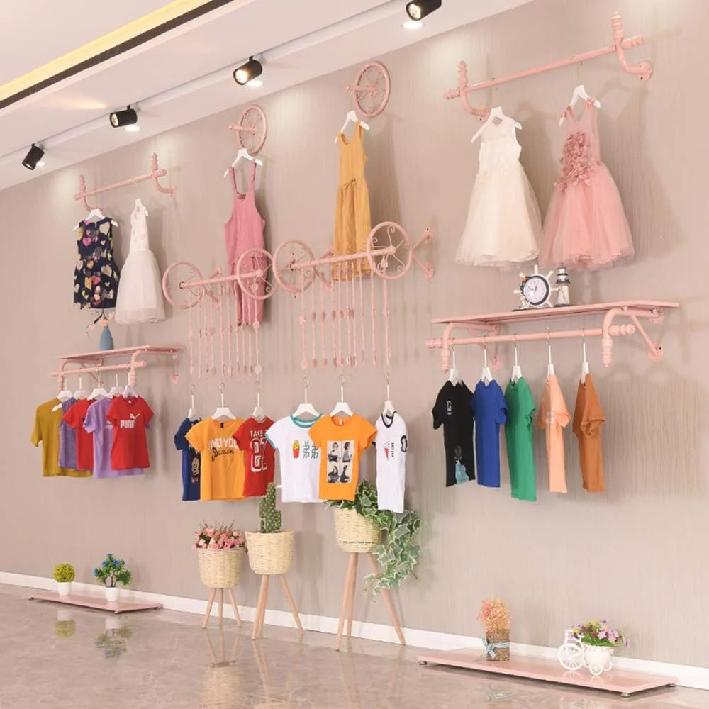 استند نمایش لباس دیواری فلزی، استند نمایش فروشگاهی مینیمالیستی صورتی، رگال لباس تجاری سنگین، برای لباس کودکان، B80cm استند نمایش لباس دیواری فلزی، استند نمایش فروشگاهی مینیمالیستی صورتی، رگال لباس تجاری سنگین، برای لباس کودکان، B80cm