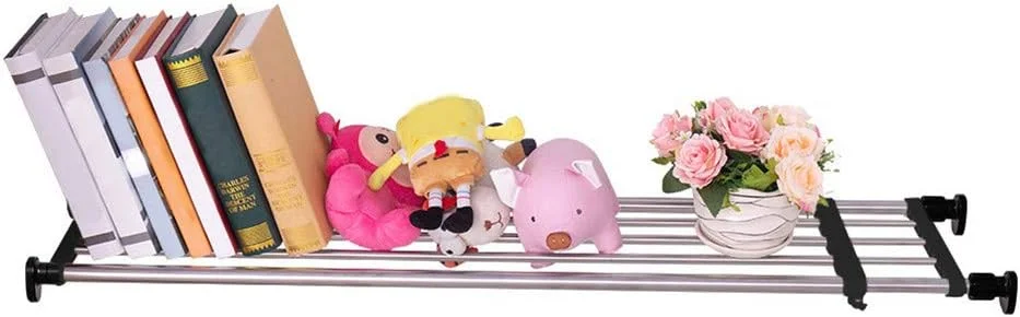 میله قفسه فشاری قابل گسترش Hershii، قفسه فلزی قابل تنظیم برای نگهداری لباس، مشکی