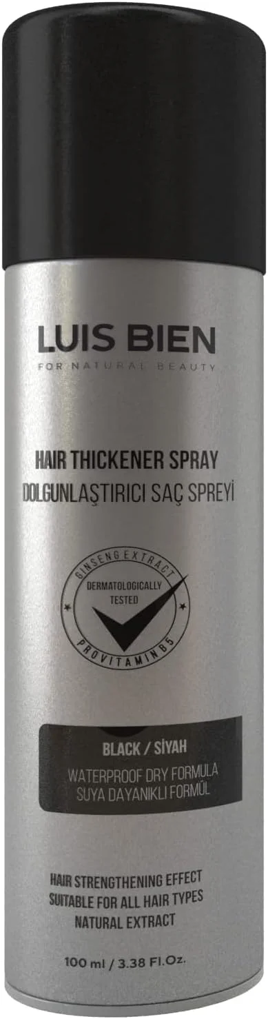 اسپری پرپشت کننده مو لویی بین، فیبر مو برای مردان و زنان - فیبرهای سازنده مو - پر و ضخیم فوری - فرمول غیر قابل تشخیص و مقاوم در برابر آب - مشکی 100 میلی لیتر اسپری پرپشت کننده مو لویی بین، فیبر مو برای مردان و زنان - فیبرهای سازنده مو - پر و ضخیم فوری - فرمول غیر قابل تشخیص و مقاوم در برابر آب - مشکی 100 میلی لیتر