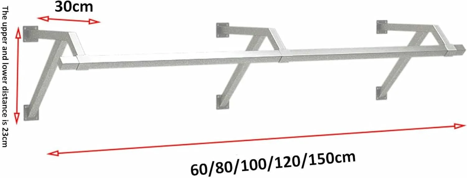 آویز لباس دیواری لوله صنعتی با قفسه های شناور و میله لباس استیل ضد زنگ، قفسه نمایش فلزی درجه تجاری برای خرده فروشی و اتاق لباسشویی، طول 80 سانتی متر