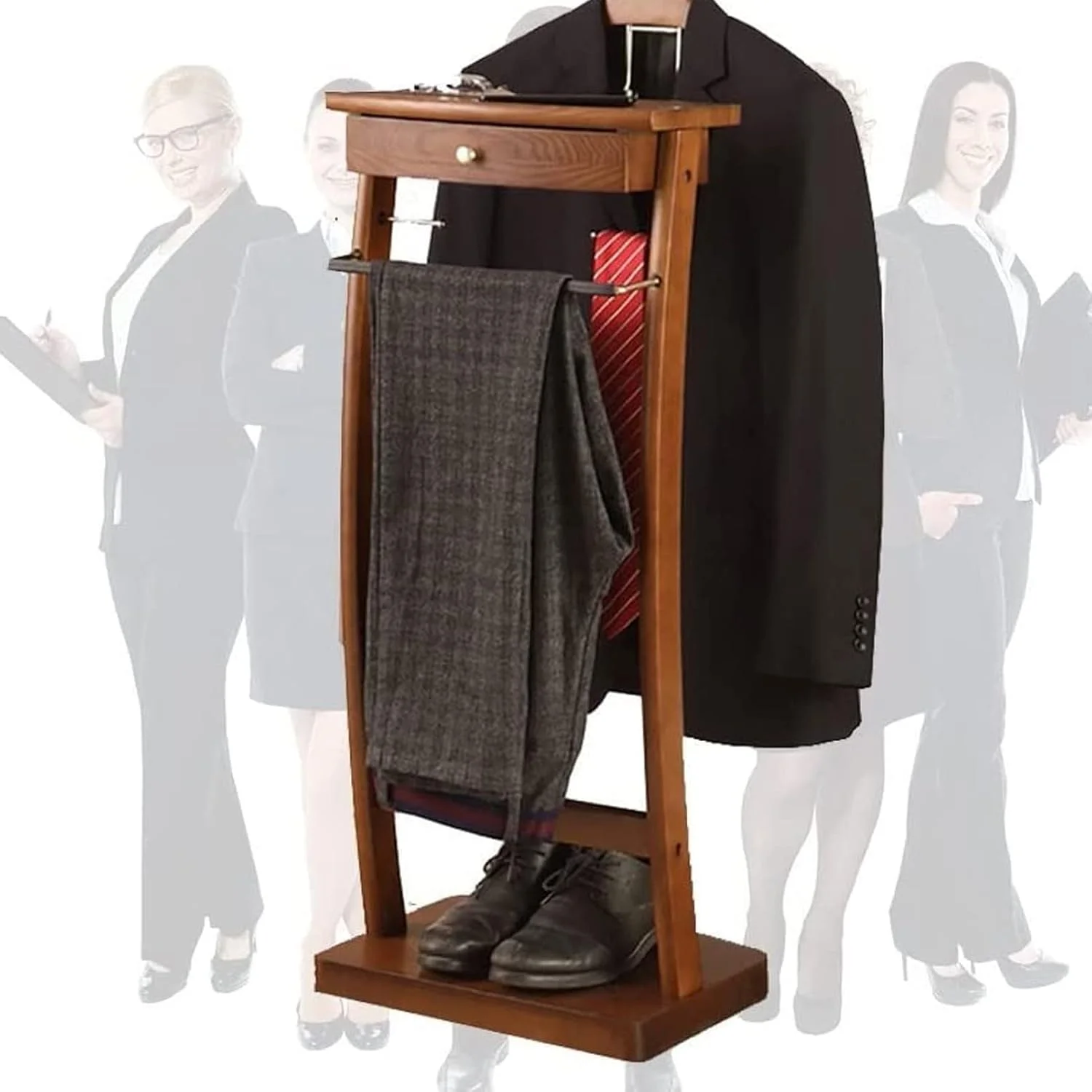 رخت آویز ایستاده چوبی KOHARA، مناسب برای کت و شلوار، با روکش لاستیکی ضد لغزش، مناسب برای سازماندهی لباس در دفتر، اتاق نشیمن و اتاق خواب. رخت آویز ایستاده چوبی KOHARA، مناسب برای کت و شلوار، با روکش لاستیکی ضد لغزش، مناسب برای سازماندهی لباس در دفتر، اتاق نشیمن و اتاق خواب.