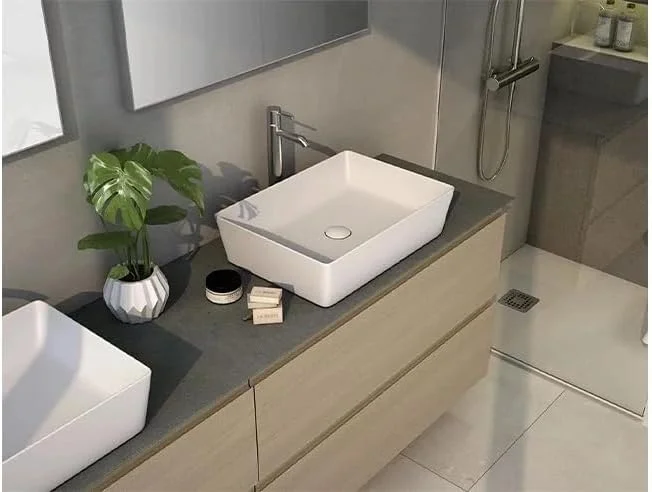 روشویی مستطیلی روکار سرامیک RAK مدل Feeling، طول 50 سانتی متر - سفید آلپاین (فقط روشویی، خروجی فاضلاب شامل نمی شود)