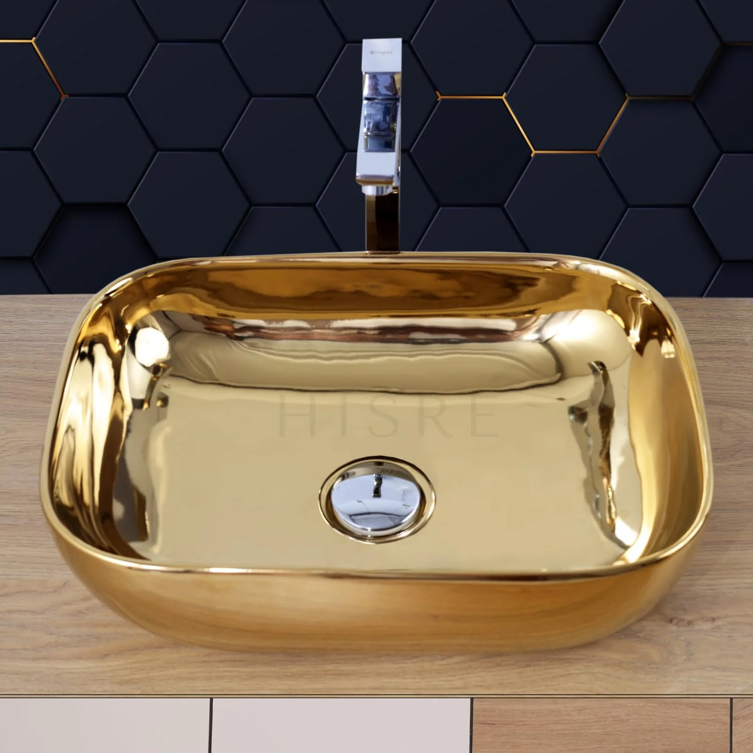 روشویی رومیزی HISRE برای حمام | روشویی روکار برای اتاق نشیمن | روشویی کابینتی | سینک سرامیکی آشپزخانه حمام (45.72 x 35.56 x 13.97 سانتی متر) (SKTHI2306)