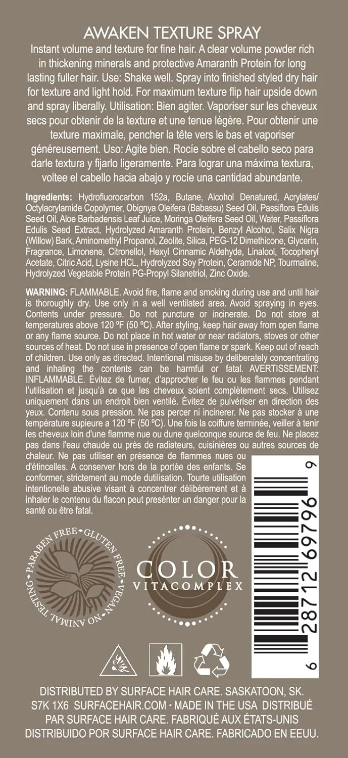 اسپری بافت دهنده مو سرفیس اوییکن برای حجم دهی و لیفت موهای نازک، 4 اونس مایع اسپری بافت دهنده مو سرفیس اوییکن برای حجم دهی و لیفت موهای نازک، 4 اونس مایع