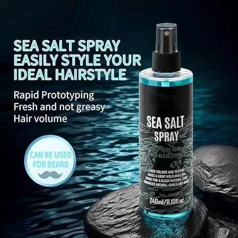 اسپری بافت دهنده مو با نمک دریا برای آقایان (236 میلی لیتر)، اسپری حجم دهنده موج ساحلی با عصاره جلبک دریایی، آلوئه ورا و جلبک قرمز - حجم و بافت را برای ظاهری شبیه موی ساحلی اضافه می کند