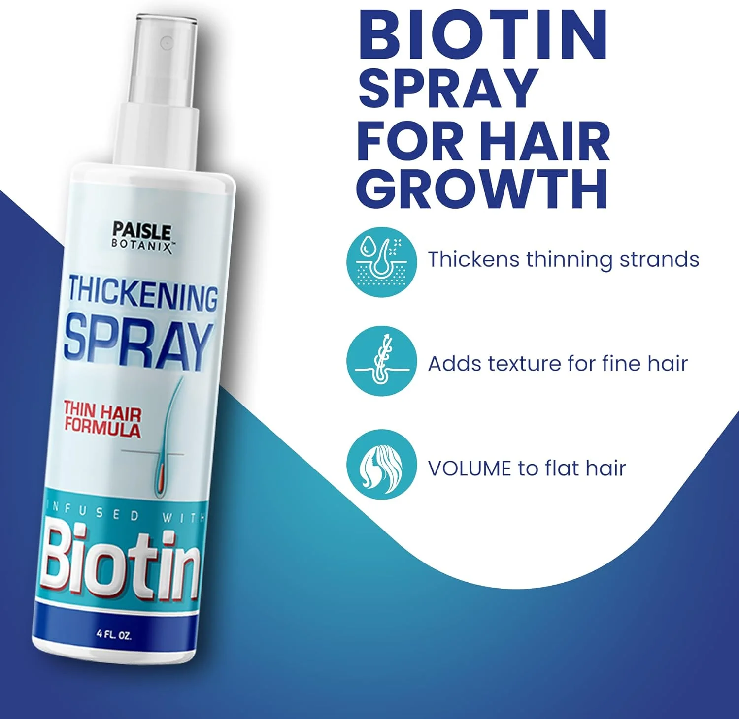 اسپری ضخیم کننده مو حاوی بیوتین برای رشد موهای نازک و درمان جلوگیری از ریزش مو، سرم حجم دهنده مو و اسپری بافت دهنده مو و ضخیم کننده مو برای موهای نازک