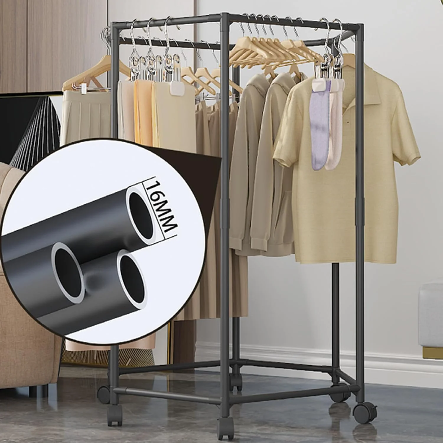 رخت آویز تاشو شش ضلعی، پایه نگهدارنده خشک کن لباس با قابلیت صرفه جویی در فضا برای پتو، حوله، کت، مناسب منزل، خوابگاه، آپارتمان، اتاق خواب، اتاق نشیمن