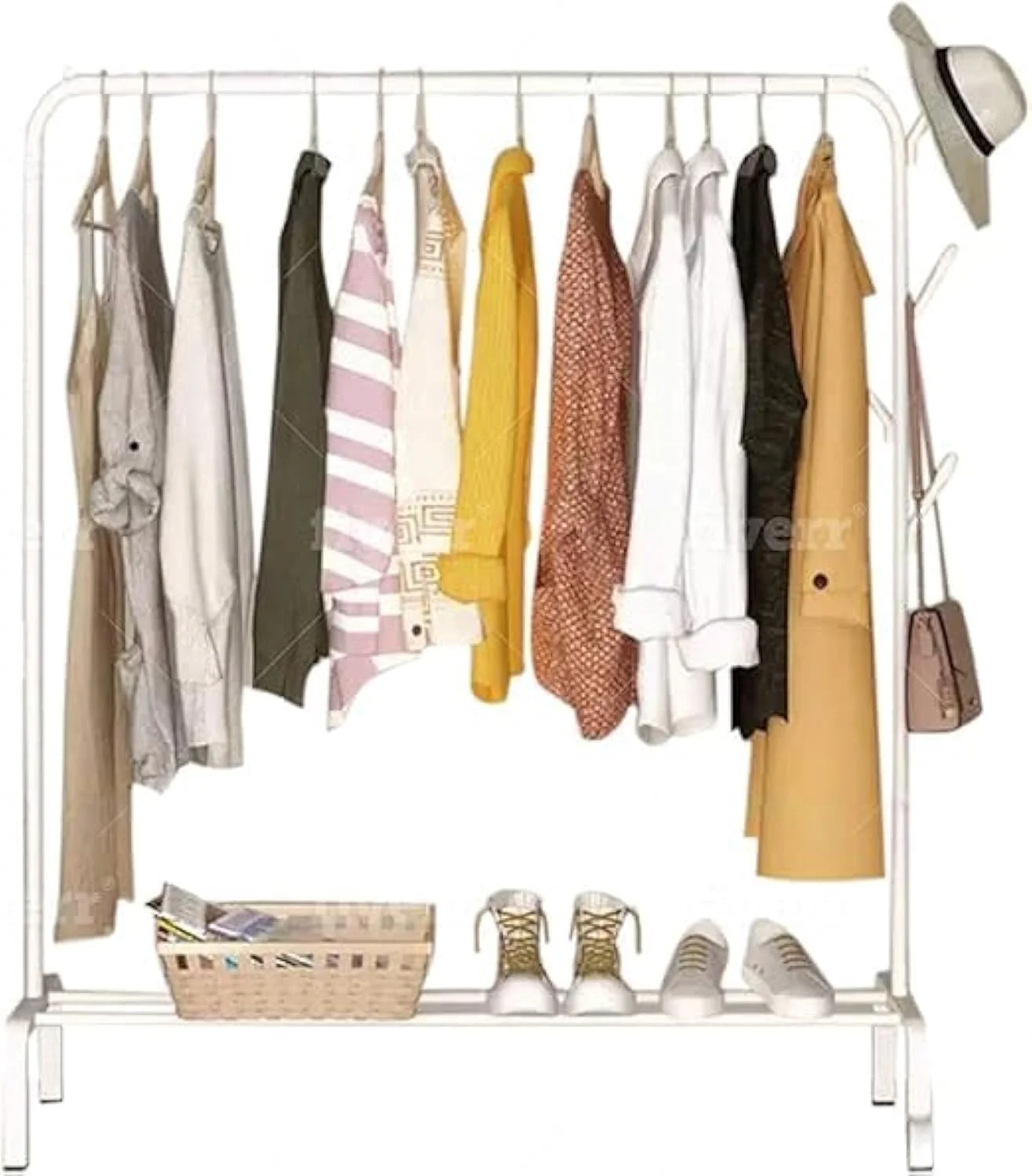 رگال لباس لاکسیول - آویز لباس فلزی درجه یک با قفسه برای نگهداری پالتو، کفش و غیره - نظم دهنده شیک برای اتاق خواب و حمام (4 آویز) رگال لباس لاکسیول - آویز لباس فلزی درجه یک با قفسه برای نگهداری پالتو، کفش و غیره - نظم دهنده شیک برای اتاق خواب و حمام (4 آویز)