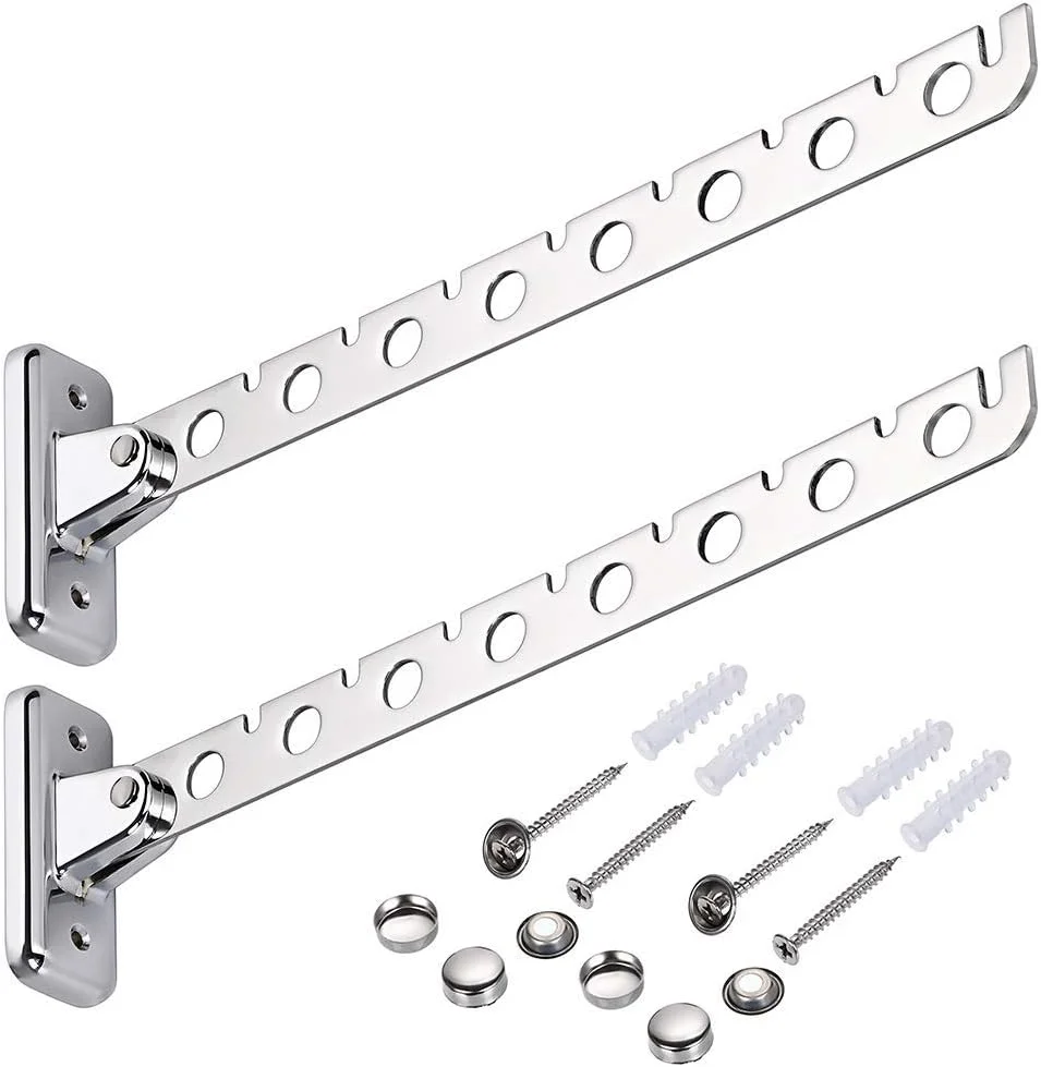 جالباسی تاشو دیواری MAKINGTEC، 2 عدد قلاب لباس استیل ضد زنگ، جالباسی تاشو برای صرفه جویی در فضا، مناسب اتاق لباسشویی، اتاق خواب، حمام و آشپزخانه