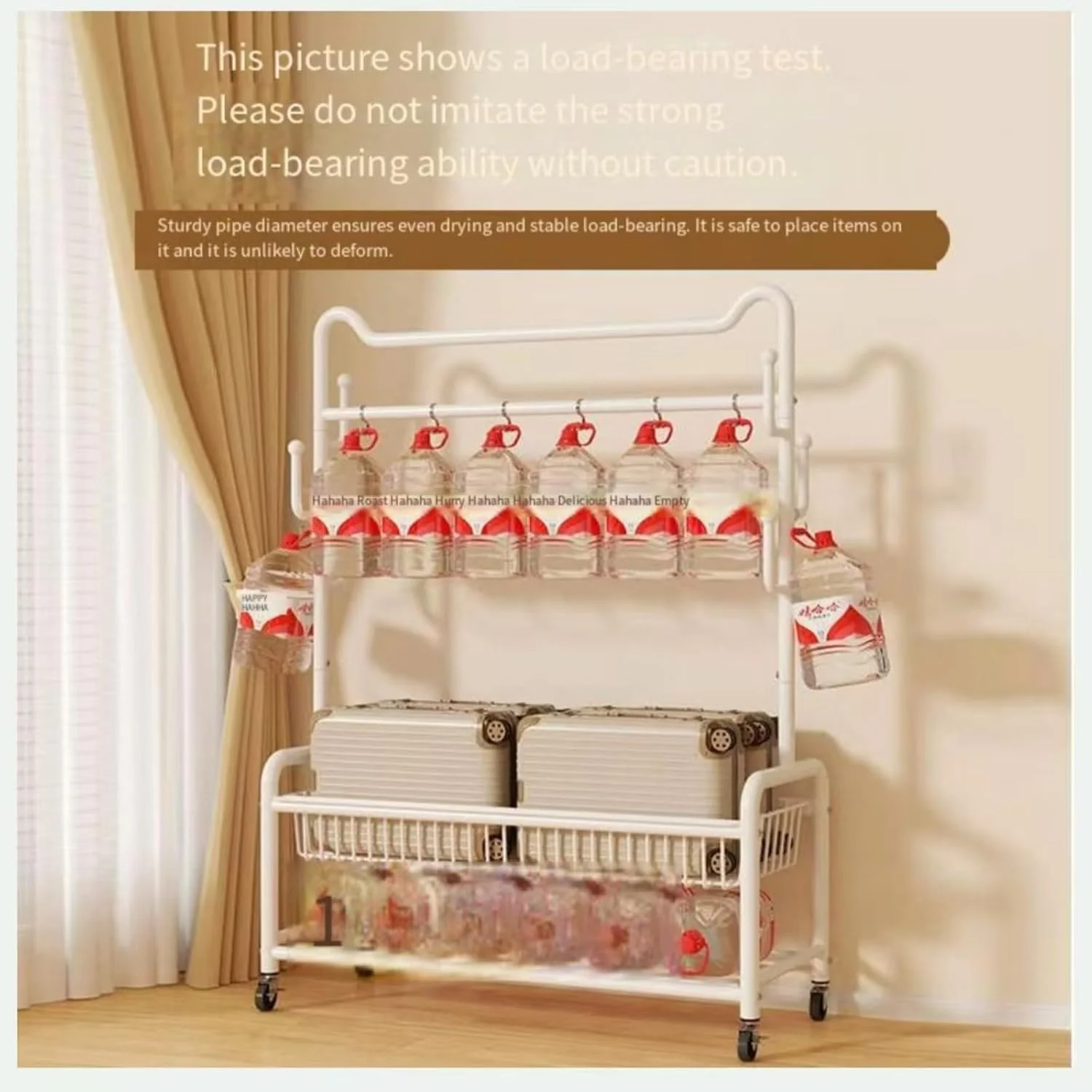 رگال لباس متحرک با چرخ، سبد ذخیره سازی 3 طبقه، قاب فلزی سفید با میله آویز و قفسه (مشکی)