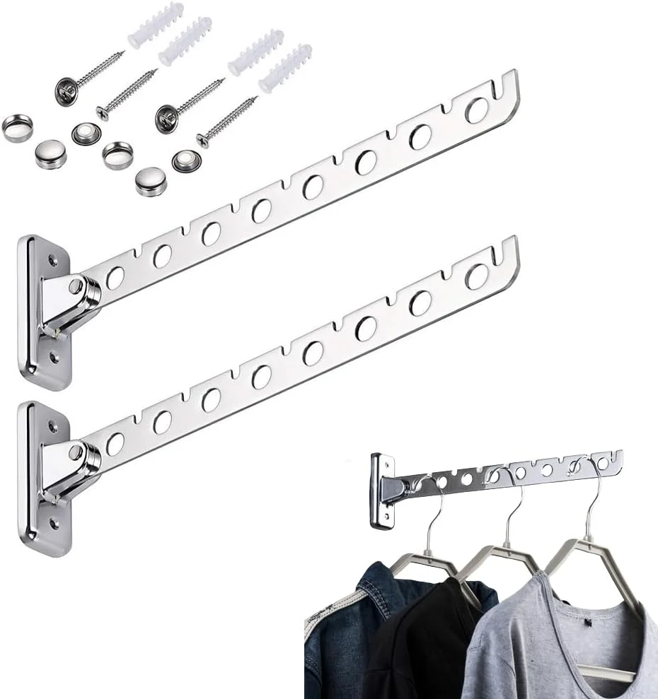 جالباسی تاشو NALACAL، قلاب دیواری استیل ضد زنگ، جالباسی و میله آویز لباس، قفسه خشک کن سنگین برای اتاق لباسشویی، اتاق خواب، حمام، آشپزخانه 2 عدد جالباسی تاشو NALACAL، قلاب دیواری استیل ضد زنگ، جالباسی و میله آویز لباس، قفسه خشک کن سنگین برای اتاق لباسشویی، اتاق خواب، حمام، آشپزخانه 2 عدد
