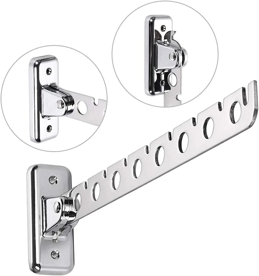 جالباسی تاشو NALACAL، قلاب دیواری استیل ضد زنگ، جالباسی و میله آویز لباس، قفسه خشک کن سنگین برای اتاق لباسشویی، اتاق خواب، حمام، آشپزخانه 2 عدد