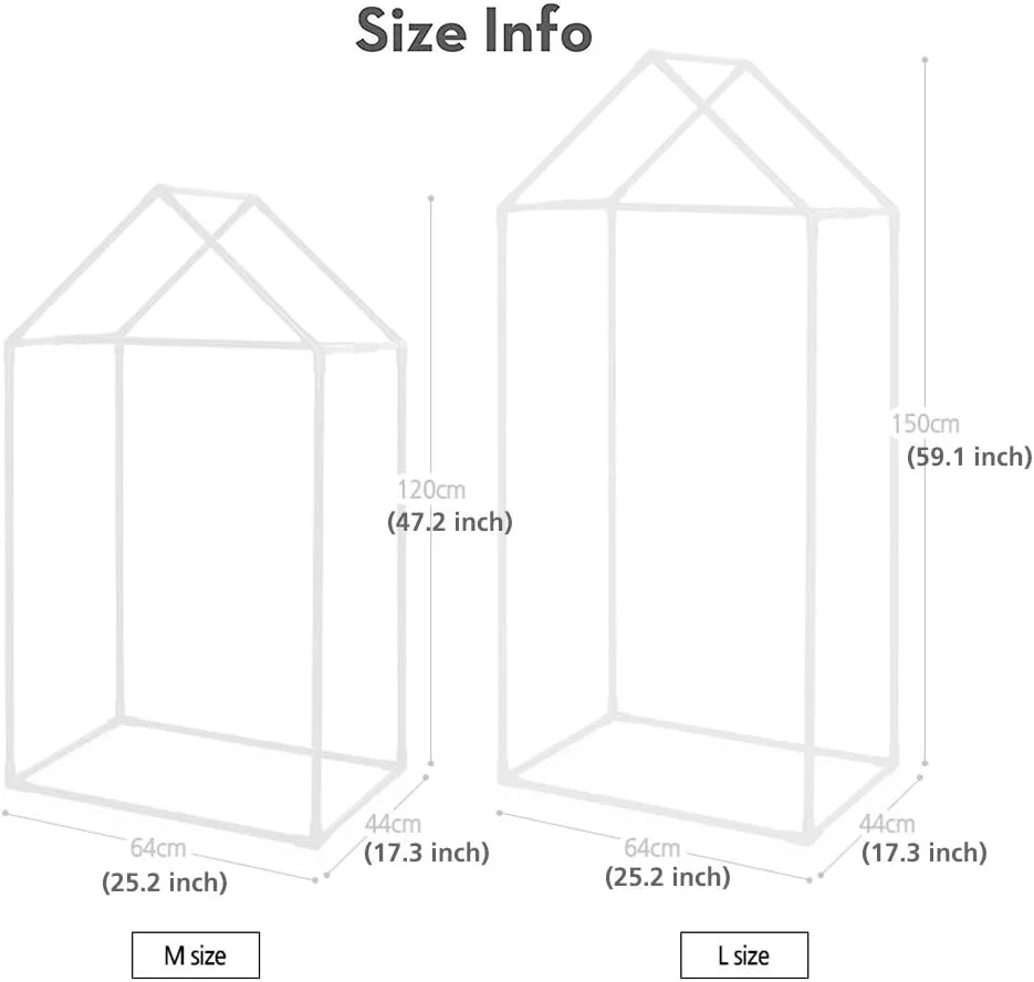 کمد لباس کودک PETITE MAISON - رگال لباس برای لباس‌های نمایشی، سازمان‌دهنده آویز لباس با قاب خانه زیبا، کیفیت عالی دست‌ساز، 63.5 در 43.2 در 119.4 سانتی‌متر، آلومینیوم فوق‌العاده سبک، سفید متوسط