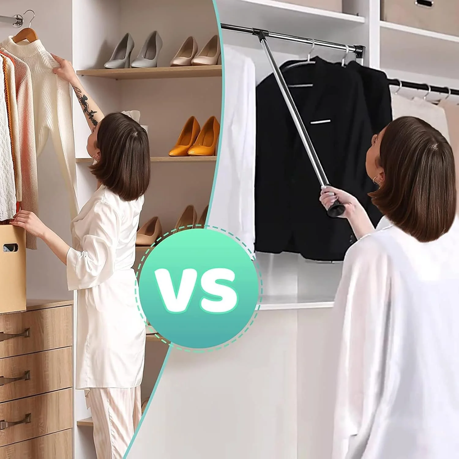 ریل لباس کمد دیواری کشویی - میله آویز لباس کمد قابل گسترش، قفسه شلوار کمد کشویی، لباس های کمد با عرض قابل تنظیم، ریل لباس کمد سنگین، 510-660 میلی متر ریل لباس کمد دیواری کشویی - میله آویز لباس کمد قابل گسترش، قفسه شلوار کمد کشویی، لباس های کمد با عرض قابل تنظیم، ریل لباس کمد سنگین، 510-660 میلی متر