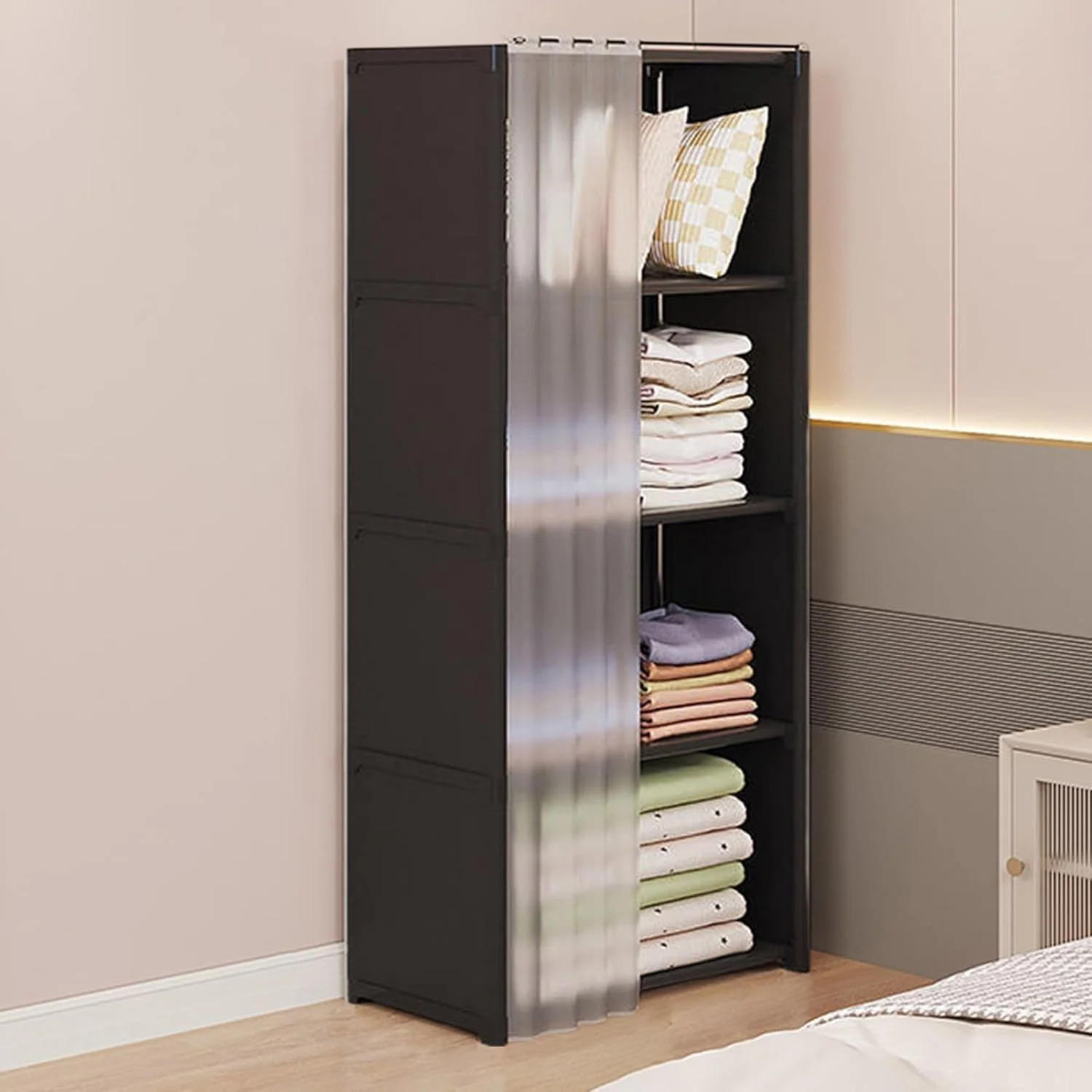 کمد لباس قابل حمل | قفسه نظم دهنده لباس ضد گرد و غبار - قفسه لباس با روکش پارچه ای نبافته برای اتاق خواب
