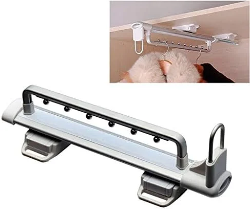 آویز ریلی بیرون کشویی، آویز لباس ریلی کمد، رخت آویز کشویی با ریل لغزنده توپی، قفسه نظم دهنده کمد برای نگهداری ژاکت، شلوار و شلوار جین، 400x53x125 میلی متر