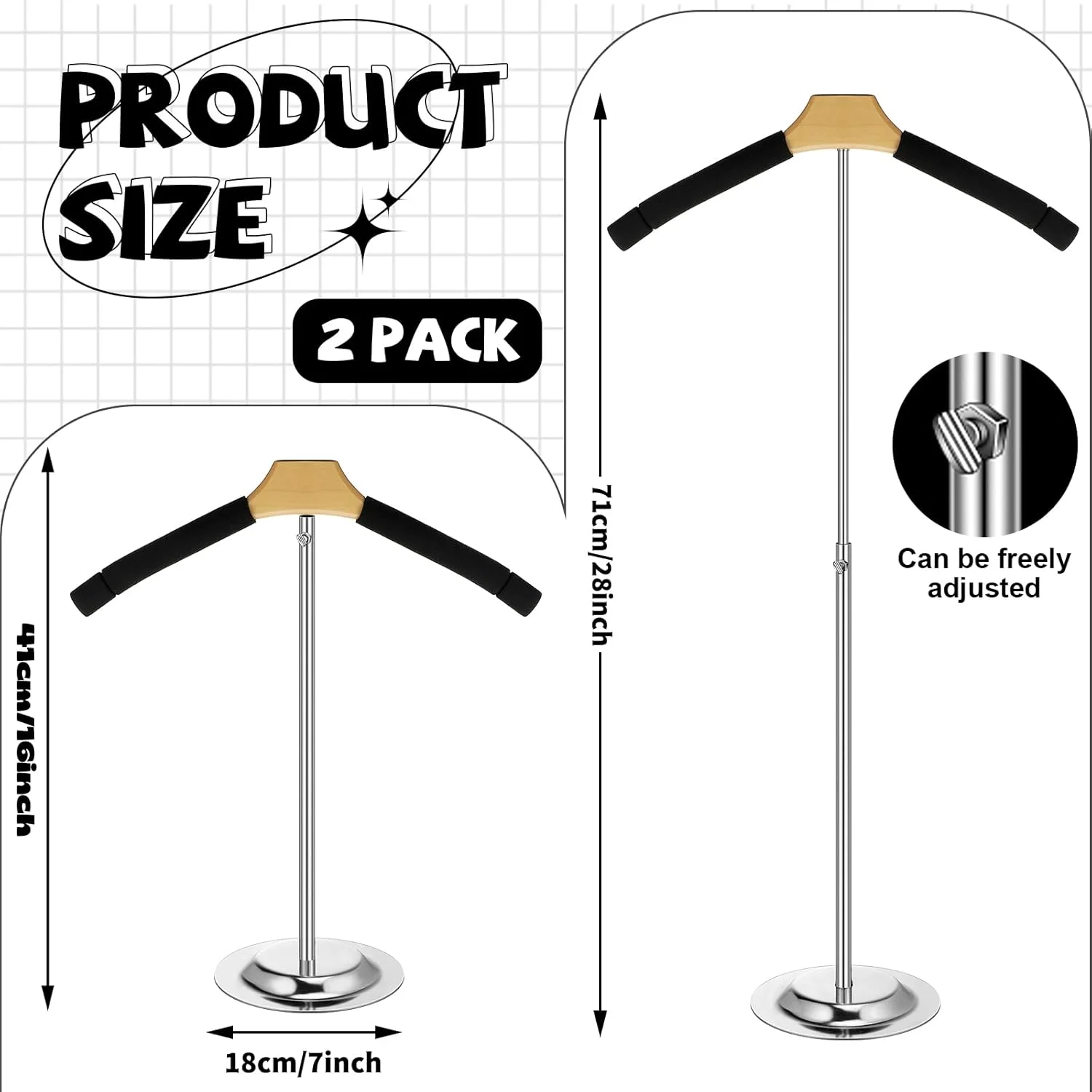 استند قابل تنظیم تی شرت Qunclay، رگال آویز لباس فلزی مشکی قابل حمل برای نمایش لباس، کت و پوشاک فروشگاهی، ارتفاع 41 تا 71 سانتی متر (2 عدد) استند قابل تنظیم تی شرت Qunclay، رگال آویز لباس فلزی مشکی قابل حمل برای نمایش لباس، کت و پوشاک فروشگاهی، ارتفاع 41 تا 71 سانتی متر (2 عدد)