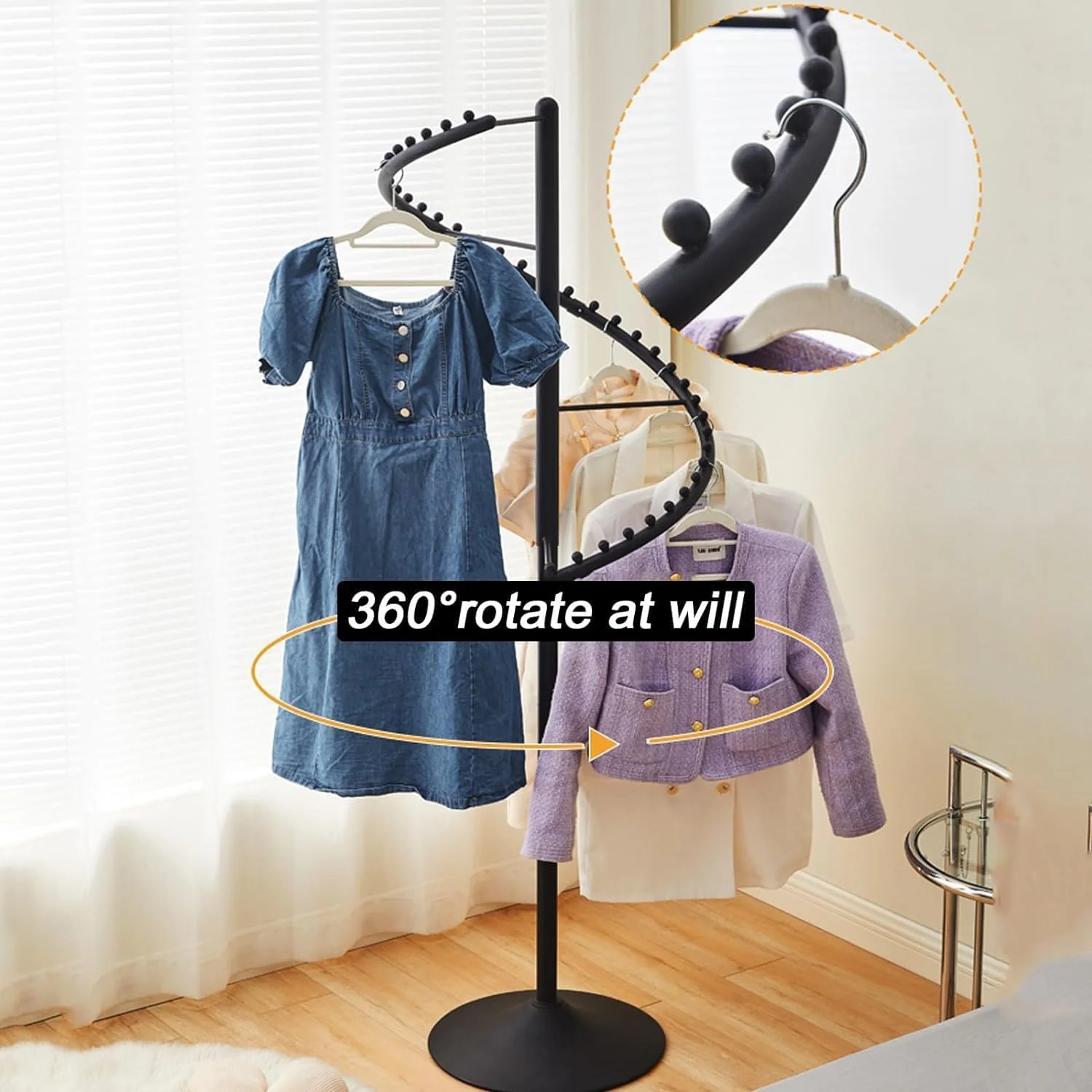 رگال لباس چرخشی مارپیچ، رگال فلزی لباس با کیفیت تجاری با پایه پایدار، آویز لباس ایستاده برای آویزان کردن لباس، رگال لباس برای بوتیک ها و نمایش لباس رگال لباس چرخشی مارپیچ، رگال فلزی لباس با کیفیت تجاری با پایه پایدار، آویز لباس ایستاده برای آویزان کردن لباس، رگال لباس برای بوتیک ها و نمایش لباس