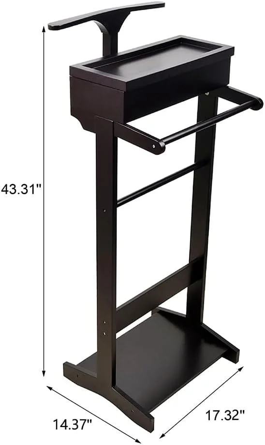 رگال لباس با قفسه، رگال چوبی برای آویزان کردن لباس، رگال لباس قابل حمل، استند ایستاده برای ورودی، اتاق خواب، دفتر (مشکی) رگال لباس با قفسه، رگال چوبی برای آویزان کردن لباس، رگال لباس قابل حمل، استند ایستاده برای ورودی، اتاق خواب، دفتر (مشکی)