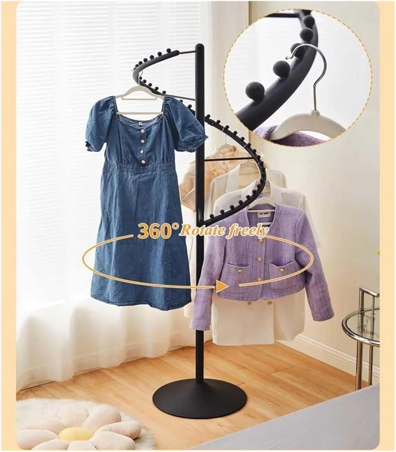 رگال لباس چرخشی مارپیچ، رگال لباس ایستاده فلزی سنگین با قابلیت نمایش 38 لباس، آویز لباس مقاوم و مستقل برای اتاق خواب، اتاق نشیمن، فروشگاه ها (رنگ: مشکی، اندازه رگال لباس چرخشی مارپیچ، رگال لباس ایستاده فلزی سنگین با قابلیت نمایش 38 لباس، آویز لباس مقاوم و مستقل برای اتاق خواب، اتاق نشیمن، فروشگاه ها (رنگ: مشکی، اندازه