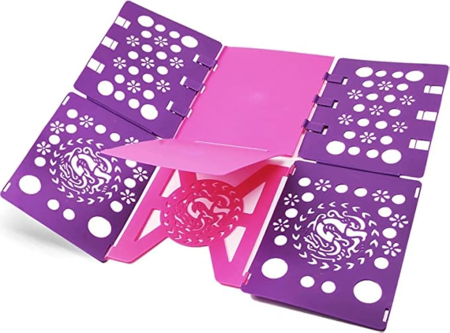 تخته تاشو لباس سامرا، نسل هشتم، پوشه لباس پلاستیکی بادوام، سازمان دهنده اتاق لباسشویی (صورتی و بنفش)