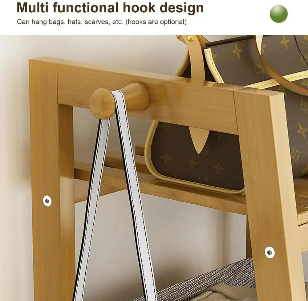 رگال لباس چوبی سنگین سانای با طبقه بالایی و دو طبقه قفسه برای نگهداری کفش و لباس (80cm-A) رگال لباس چوبی سنگین سانای با طبقه بالایی و دو طبقه قفسه برای نگهداری کفش و لباس (80cm-A)