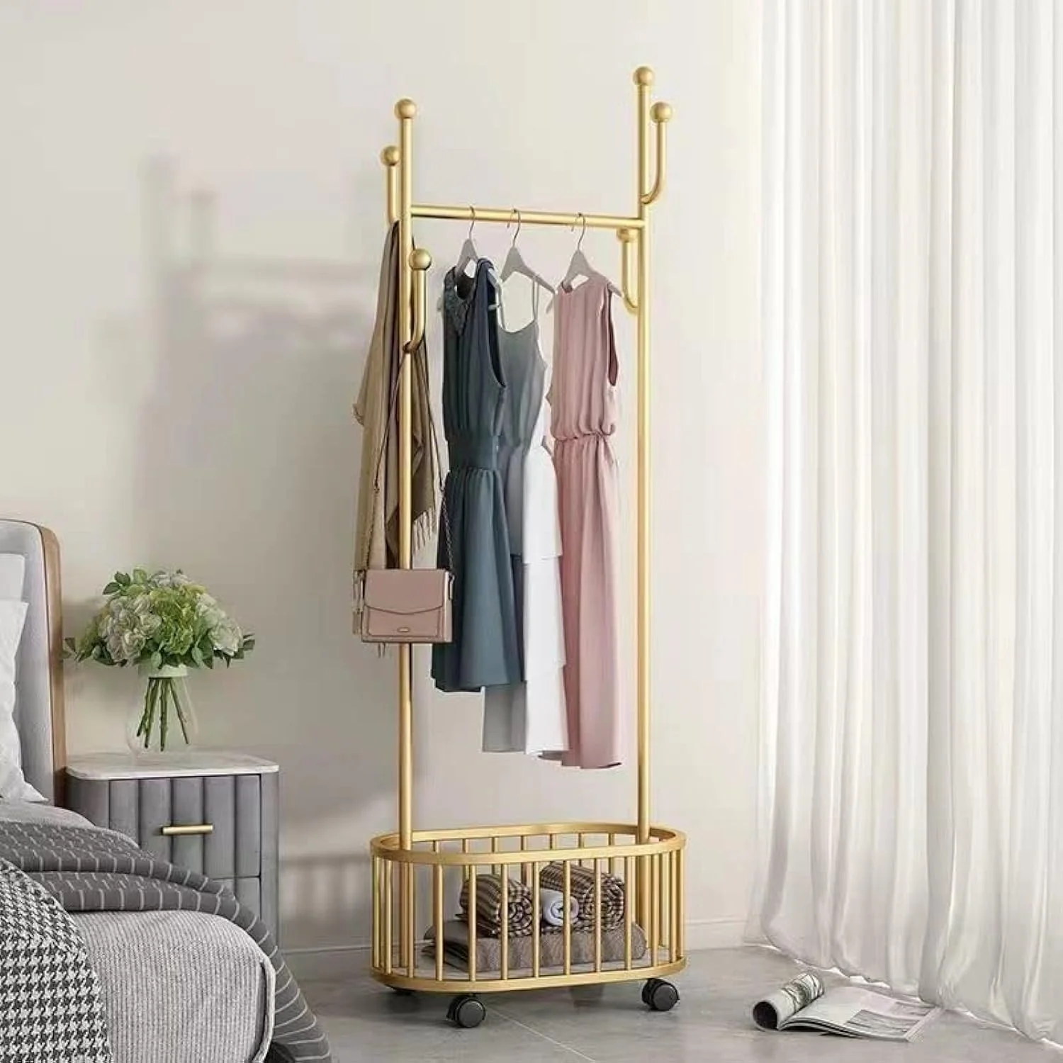 رگال لباس سیمی، رگال آویز لباس فلزی، رگال خشک کن لباس، رگال آویز چند منظوره اتاق خواب (طلایی) رگال لباس سیمی، رگال آویز لباس فلزی، رگال خشک کن لباس، رگال آویز چند منظوره اتاق خواب (طلایی)