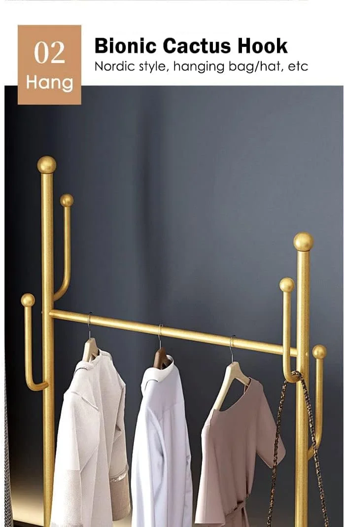 رگال لباس سیمی، رگال آویز لباس فلزی، رگال خشک کن لباس، رگال آویز چند منظوره اتاق خواب (طلایی)