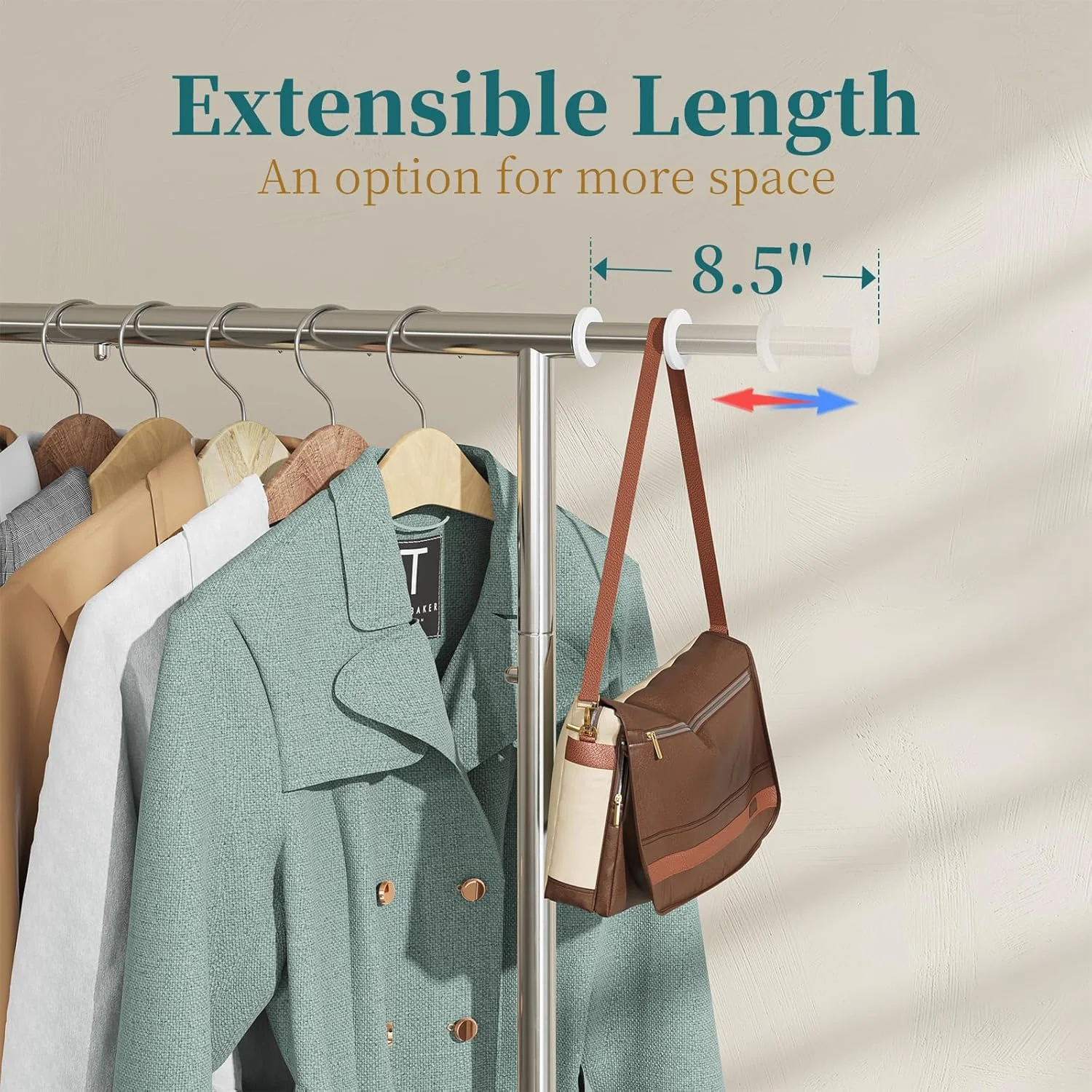 رگال لباس استاندارد و ساده ترندینگ، سازمان دهنده لباس چرخ دار برای آویزان کردن لباس، کروم رگال لباس استاندارد و ساده ترندینگ، سازمان دهنده لباس چرخ دار برای آویزان کردن لباس، کروم