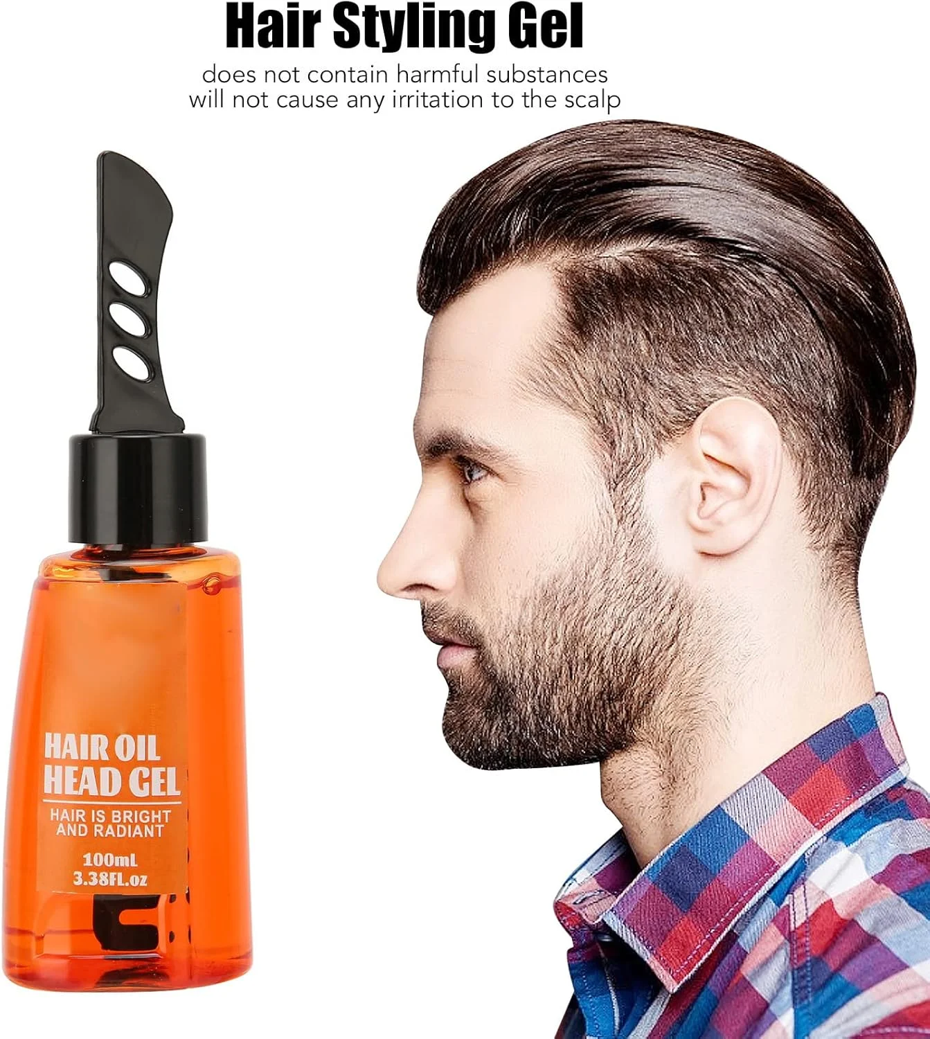ژل حالت دهنده مو مردانه 100 میلی لیتری، کرم مو سر روغنی با شانه دندانه پهن برای موهای شانه شده به عقب، روغن مو با قدرت نگهدارندگی قوی برای حالت دادن به مو