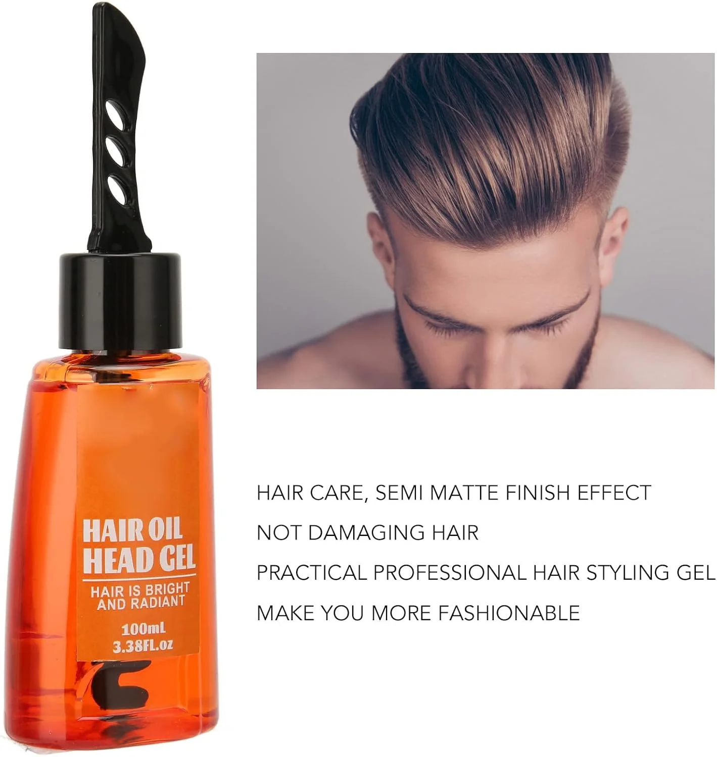 ژل حالت دهنده مو مردانه 100 میلی لیتری، کرم مو سر روغنی با شانه دندانه پهن برای موهای شانه شده به عقب، روغن مو با قدرت نگهدارندگی قوی برای حالت دادن به مو