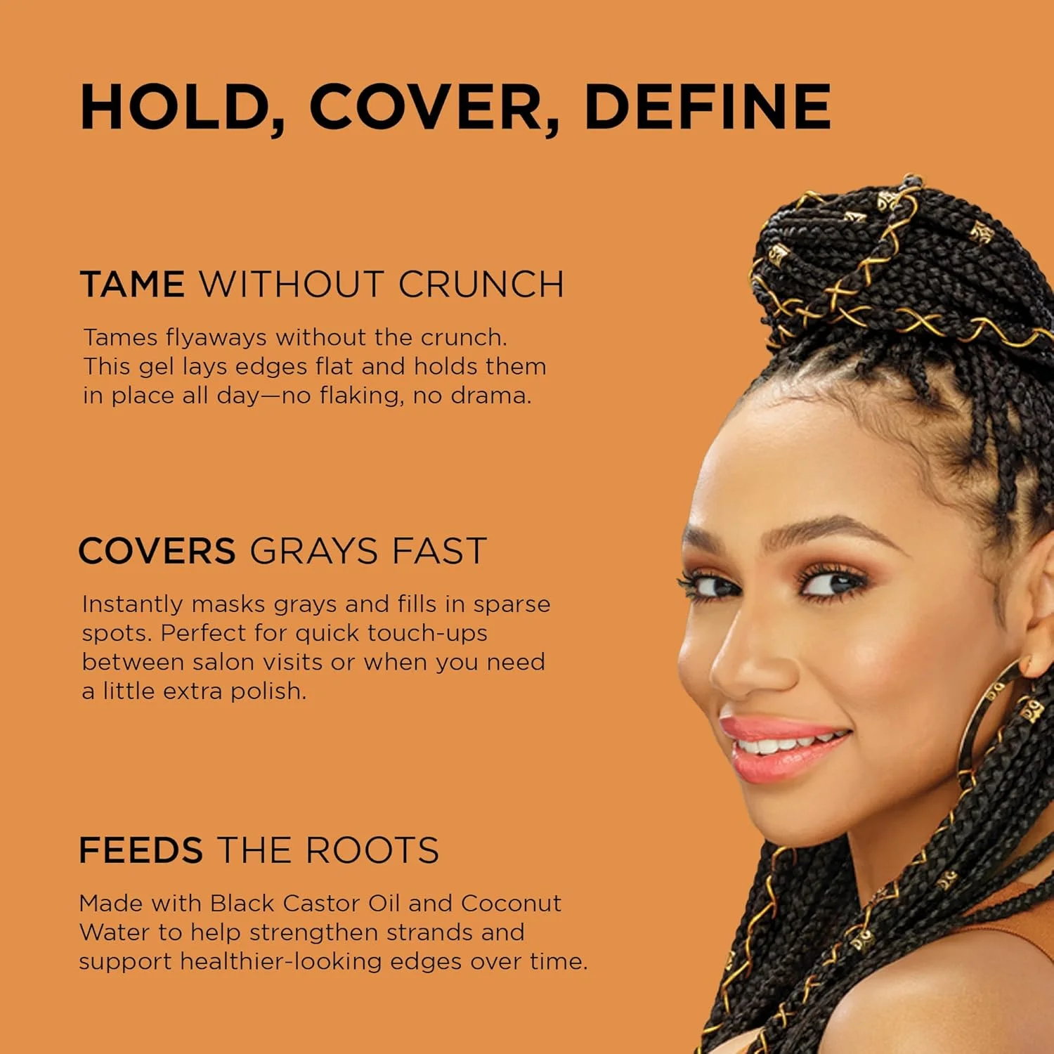 ژل حالت دهنده و پوشاننده موهای کنار سر African Pride Black Castor Miracle حاوی روغن کرچک سیاه و آب نارگیل، مناسب برای بافت ها، لاک ها، مدل های صاف و نگهداری قوی، 63 گرم