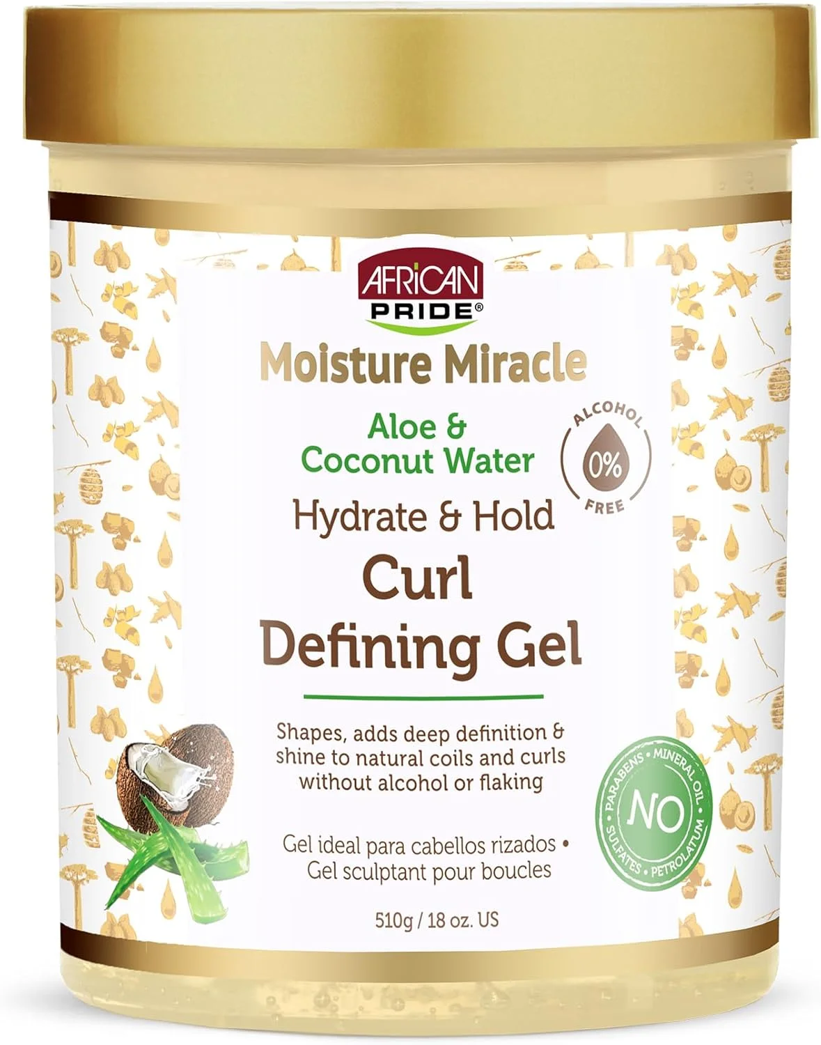 ژل حالت دهنده و آبرسان مو حاوی آلوئه ورا و آب نارگیل African Pride Moisture Miracle، حجم ۵۱۰ گرم