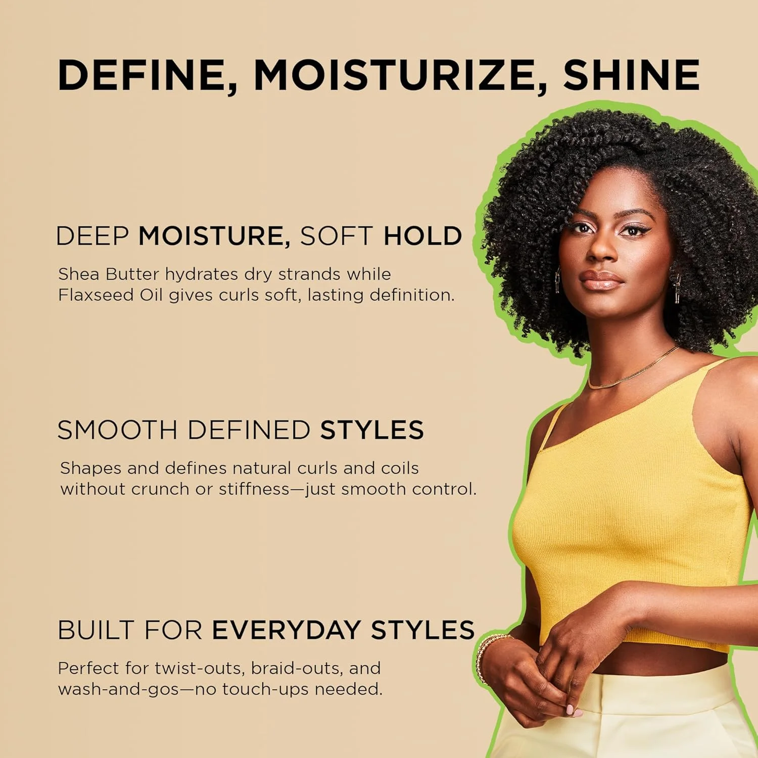 کرم فر کننده مو African Pride Moisture Miracle حاوی شی باتر و روغن تخم کتان - حالت دهنده، آبرسان و درخشان کننده فرهای طبیعی، مرطوب کننده و مشخص کننده مو، 443.6 میلی لیتر