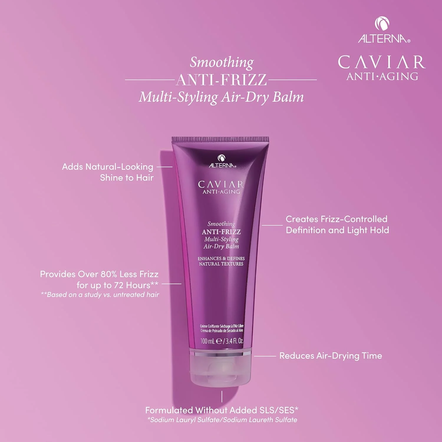 بالم حالت دهنده موی سر بدون نیاز به سشوار، ضد وز و صاف کننده آلترنا خاویار، 100 میلی لیتر | کنترل وز مو با نگهداری ملایم | افزایش درخشش طبیعی | بدون سولفات