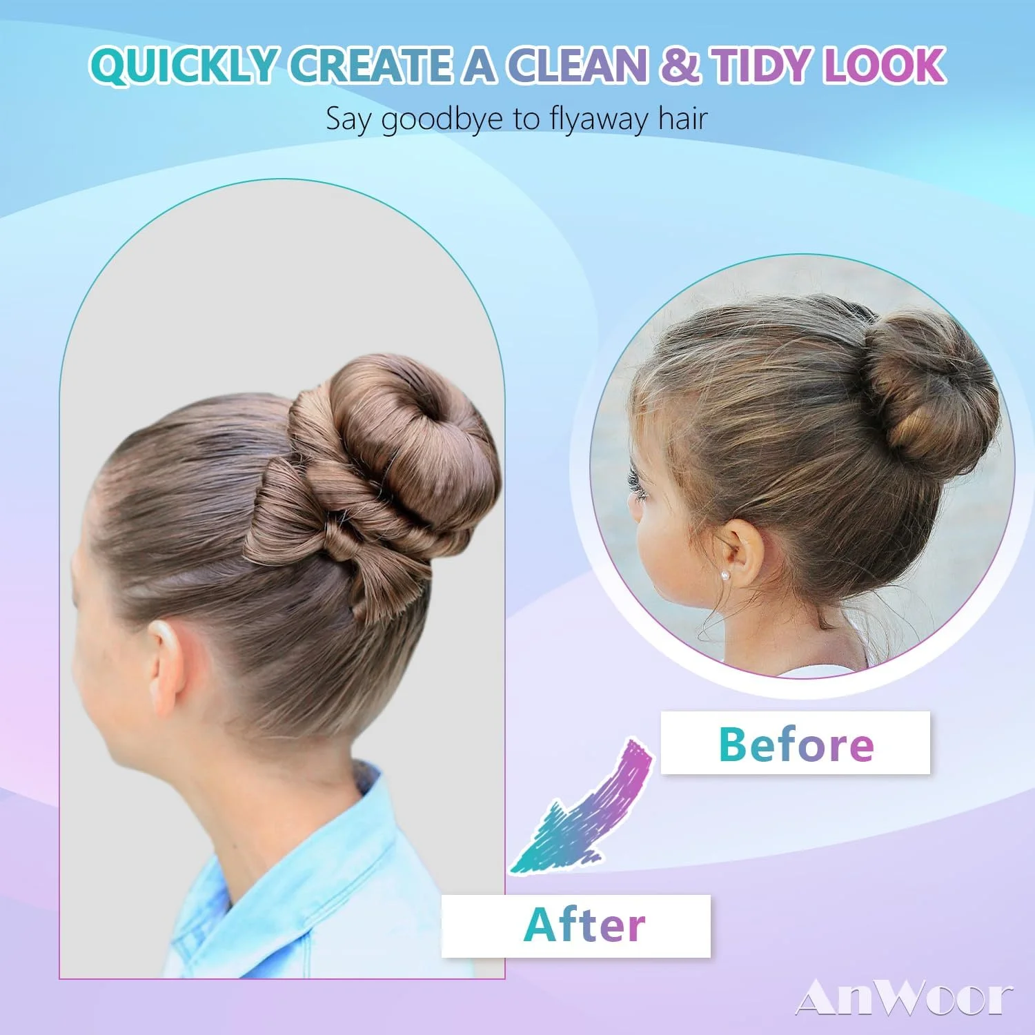 استیک واکس موی AnWoor برای موهای وز شده، لوازم جانبی مو برای زنان و دختران، حالت دهنده موی گوجه ای برای کودکان، ژل موی کودک، محصولات موی کودک، استیک صاف کننده مو