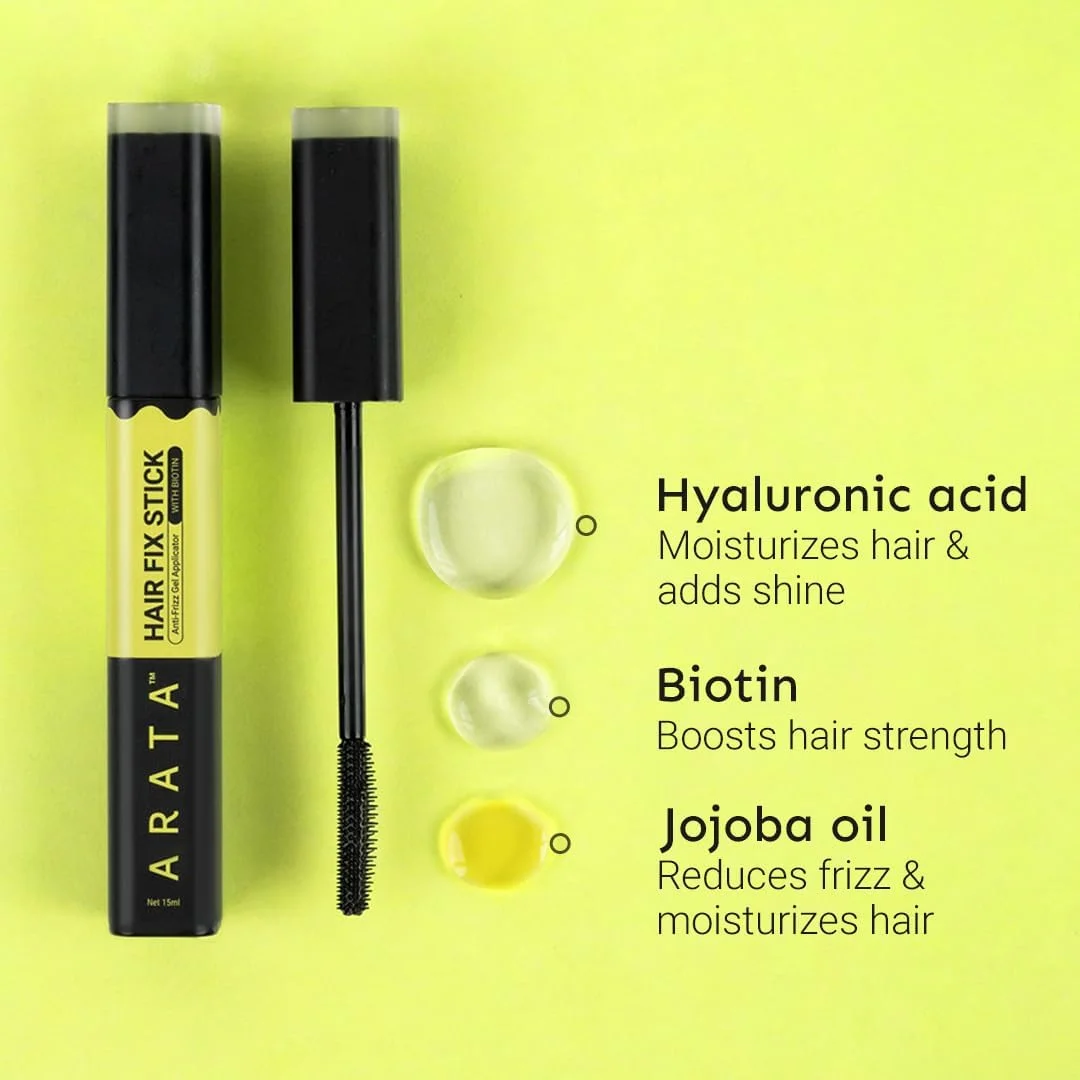 چسب موی ژلی آراتا مناسب برای انواع مو - 15ml x 2 | حالت دهنده موی بچه گانه برای خانم ها | حالت دهنده مو برای موهای وز | غنی شده با بیوتین و هیالورونیک اسید | حمل آسان، بدون چربی، بدون ایجاد سفیدی