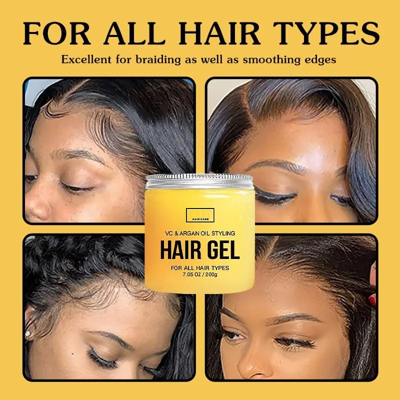 ژل حالت دهنده مو VC و روغن آرگان - مرطوب کننده و نرم کننده مو - بدون ایجاد پوسته، فاقد الکل، فرمول وگان - ایجاد کننده حالت انعطاف پذیر و قابل لمس برای انواع بافت مو - 200 گرم