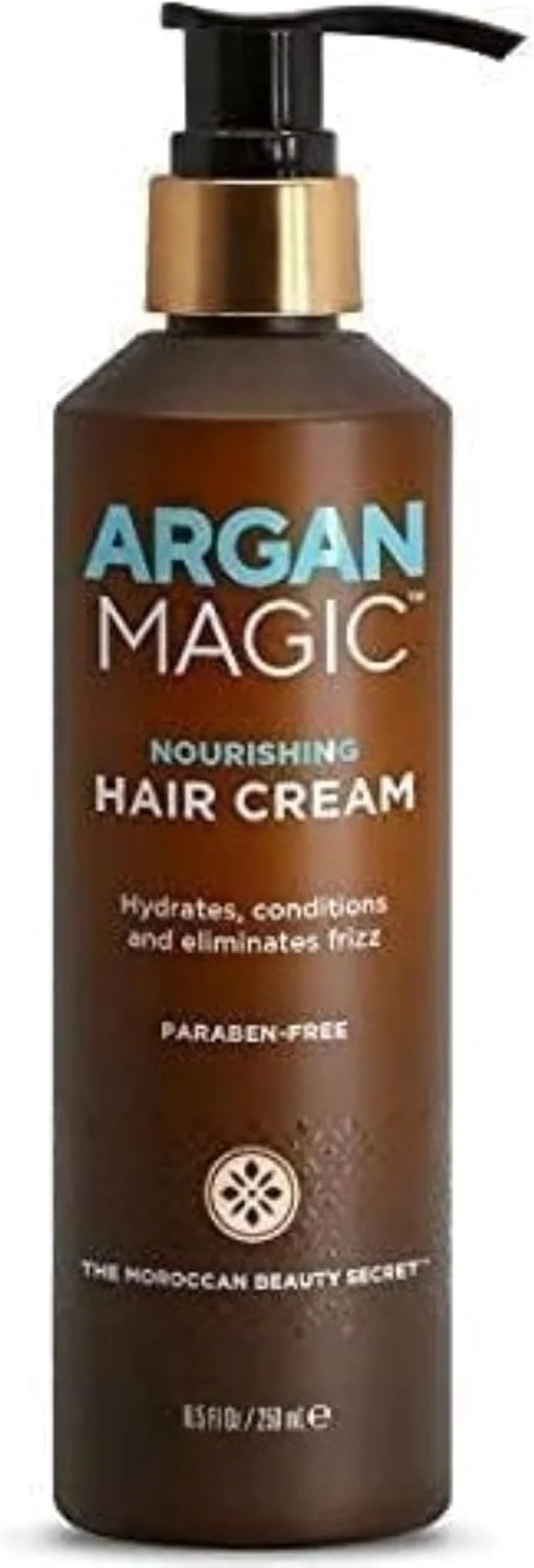 کرم موی مغذی آرگان مجیک - آبرسان، نرم کننده و از بین برنده وز برای انواع مو | تثبیت کننده درخشش | ساخت آمریکا، فاقد پارابن، بدون تست حیوانی (250 میل)