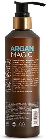 کرم موی مغذی آرگان مجیک - آبرسان، نرم کننده و از بین برنده وز برای انواع مو | تثبیت کننده درخشش | ساخت آمریکا، فاقد پارابن، بدون تست حیوانی (250 میل)