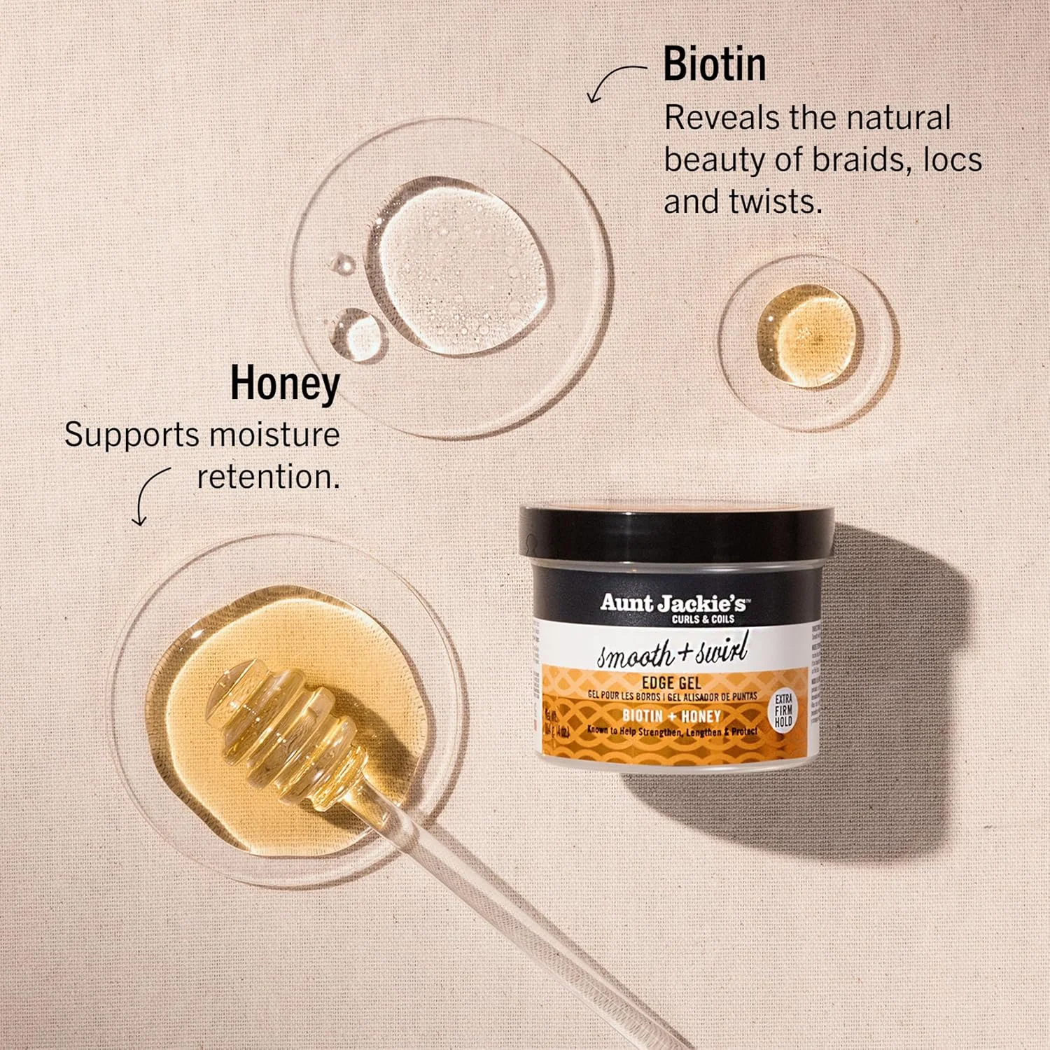 ژل حالت دهنده مو Aunt Jackie's مدل Smooth + Swirl Edge با قدرت نگهداری بسیار قوی، 113 گرم