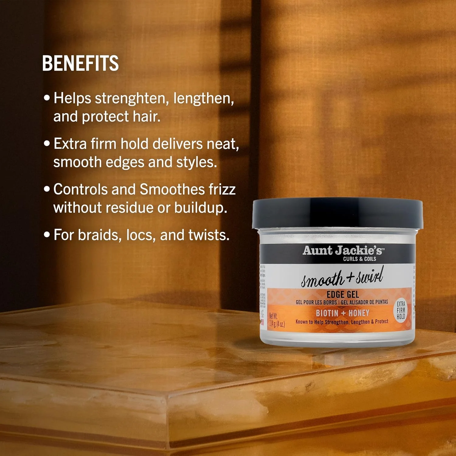 ژل حالت دهنده مو Aunt Jackie's مدل Smooth + Swirl Edge با قدرت نگهداری بسیار قوی، 113 گرم