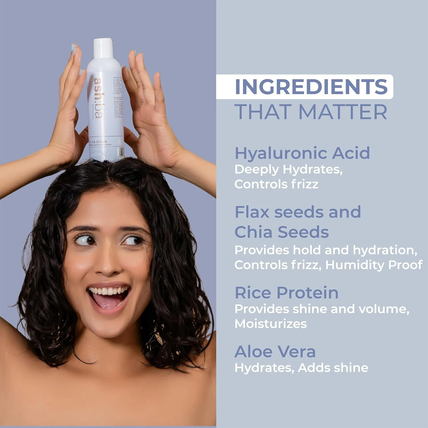 سرم ژل حالت دهنده موی فر اشبا بوتانیکس برای موهای موج دار، فر و مجعد | ژل موی فر برای آقایان و بانوان | عصاره آلوئه ورا، تخم کتان و چیا (50 میلی لیتر)